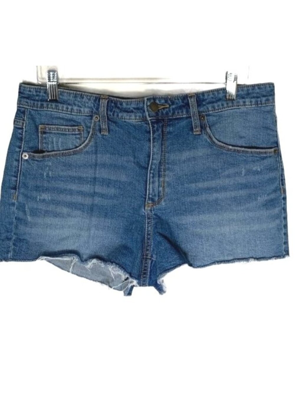 Universal Thread Denim Shorts Size 14 High Rise Fray Hem Blue Jean